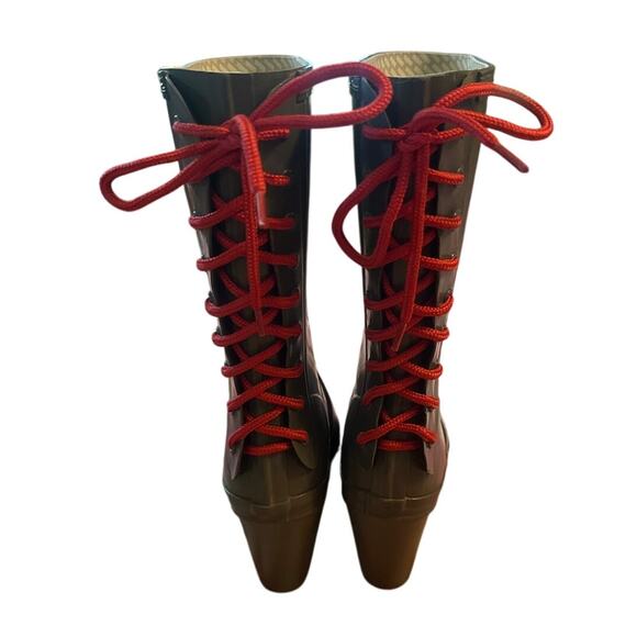 Women US-6M Hunter Verbier Lace-Up Platform Wedge Heeled Rain Boots Rainboots - Picture 4 of 9